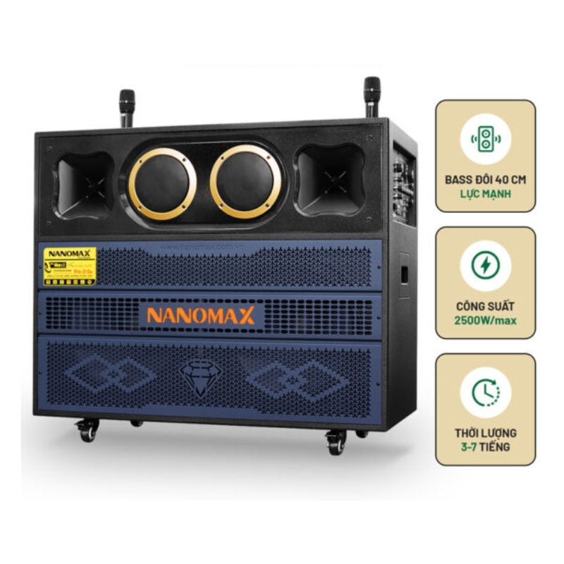 LOA KÉO KARAOKE NANOMAX PRO-215E (BASS ĐÔI 40CM)