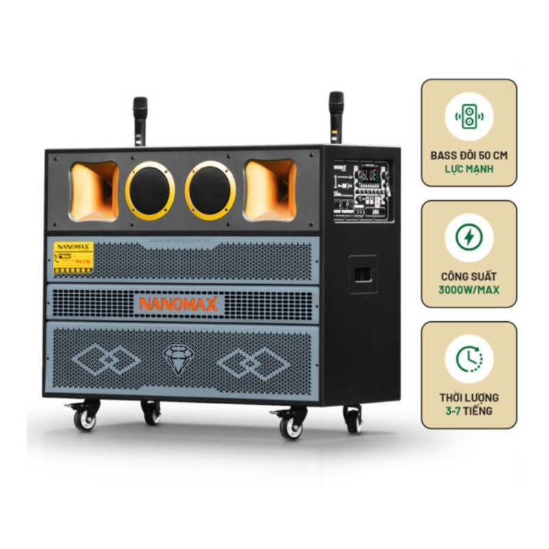 LOA KÉO KARAOKE NANOMAX PRO-218C (BASS ĐÔI 50CM)
