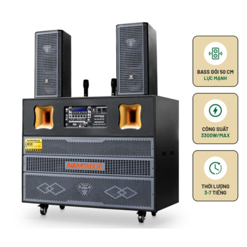 LOA KÉO KARAOKE NANOMAX PRO-700A (BASS ĐÔI 50CM)