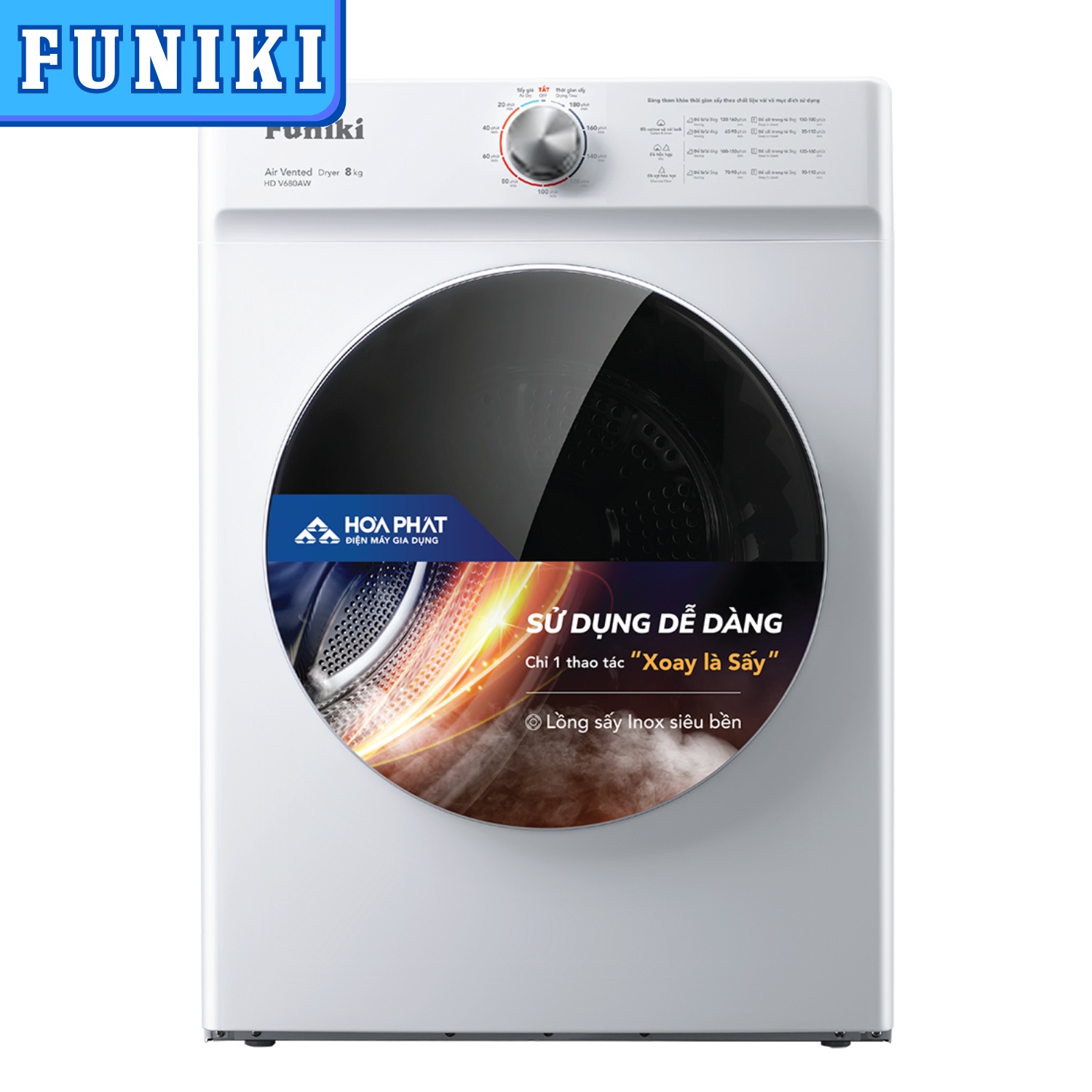 máy sấy thông hơi 8,0kg funiki hd-v680aw