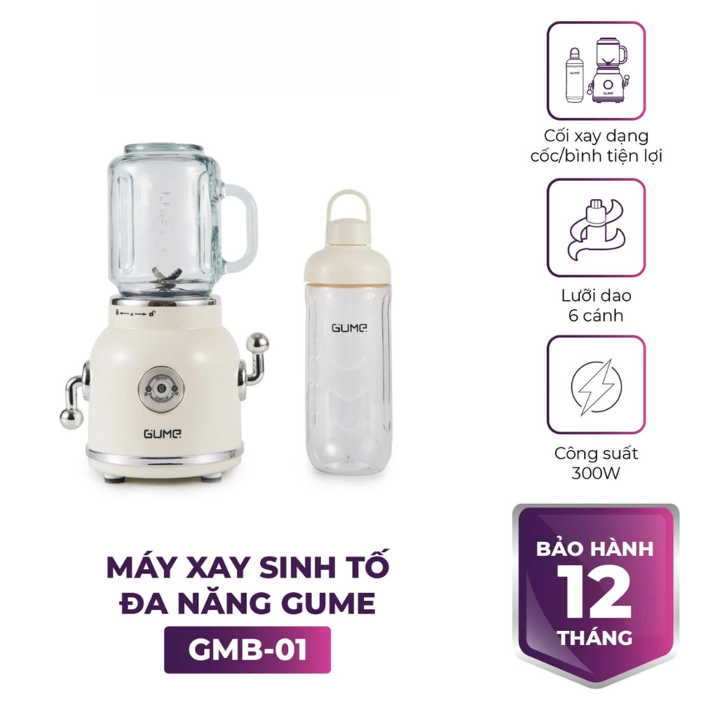 máy sinh tố gume gmb-01 300w cối 600ml dao inox 304