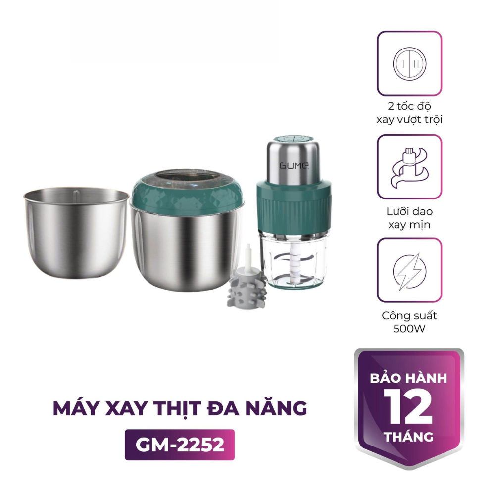 máy xay đa năng gume gm-2252 500w cối đôi 2.5l
