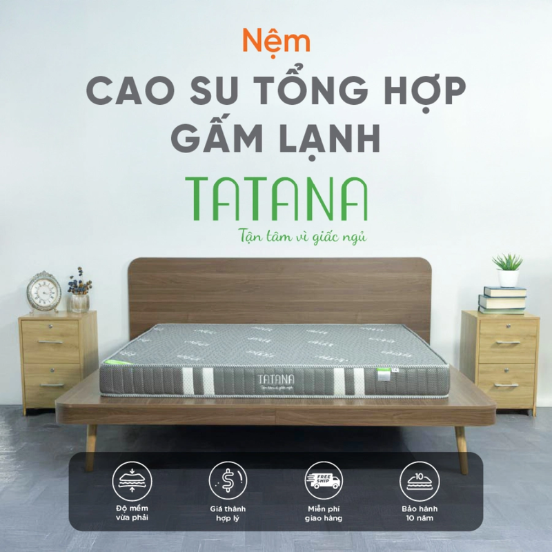 NỆM CAO SU TỔNG HỢP TATANA GẤM LẠNH 180x200x22 THẲNG