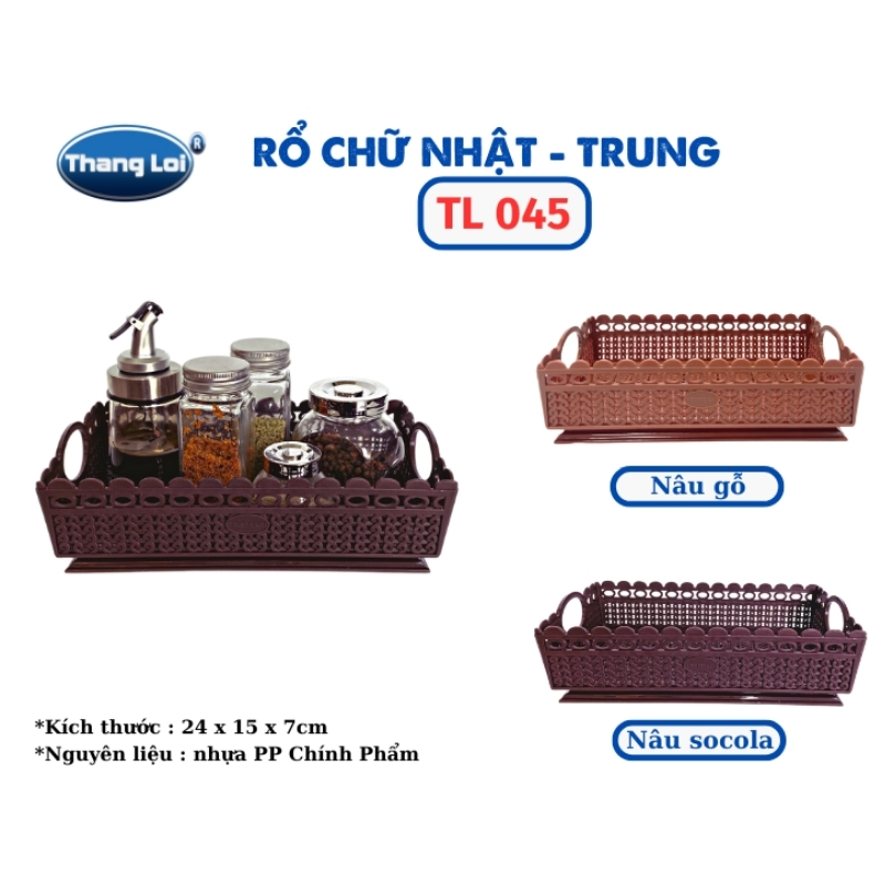 RỔ CHỮ NHẬT TRUNG NHỰA THẮNG LỢI TL045