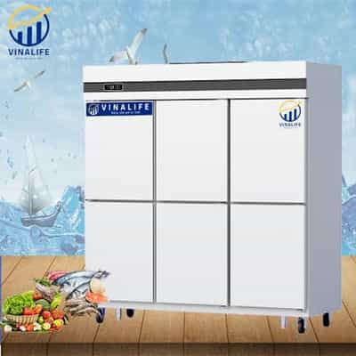 Tủ đông inox VINALIFE VNL-TD2CD 1600L 6 cánh 2 chế độ trực tiếp