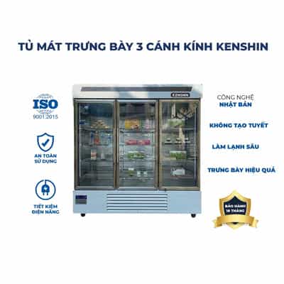 TỦ MÁT INOX 1 CÁNH KÍNH CÁNH KENSHIN 500 LÍT KS-3K1750C